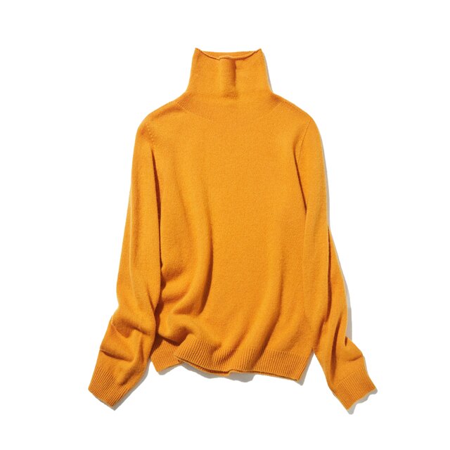 着心地がよく、きれいめに着られる 秋冬の大本命ニット ウール100％　ウールセーター 　鮮やかなオレンジ251120-5