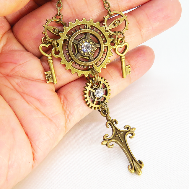 アンティークゴールド ロザリオと歯車の多重多層スチームパンク風