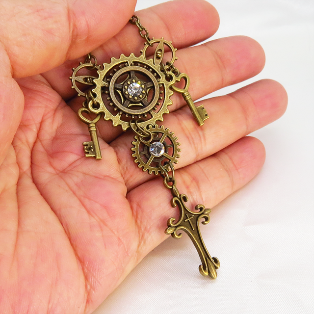 アンティークゴールド ロザリオと歯車の多重多層スチームパンク風