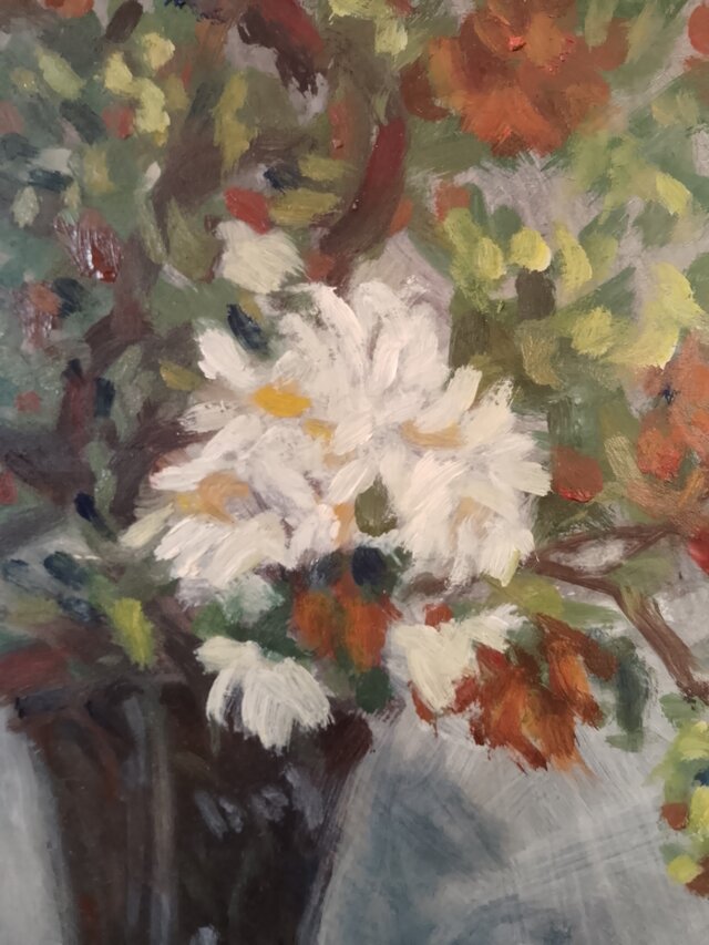 USED / 花瓶と花 油絵　90s 油絵。花と花瓶。フレームあり | iichi 日々の暮らしを心地よくする