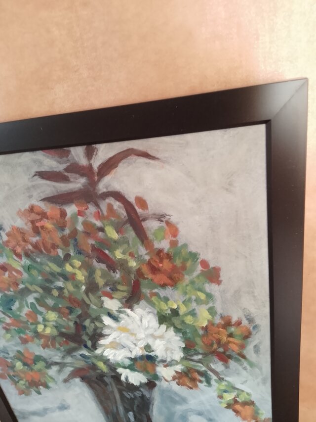 油絵。花と花瓶。フレームあり | iichi 日々の暮らしを心地よくする