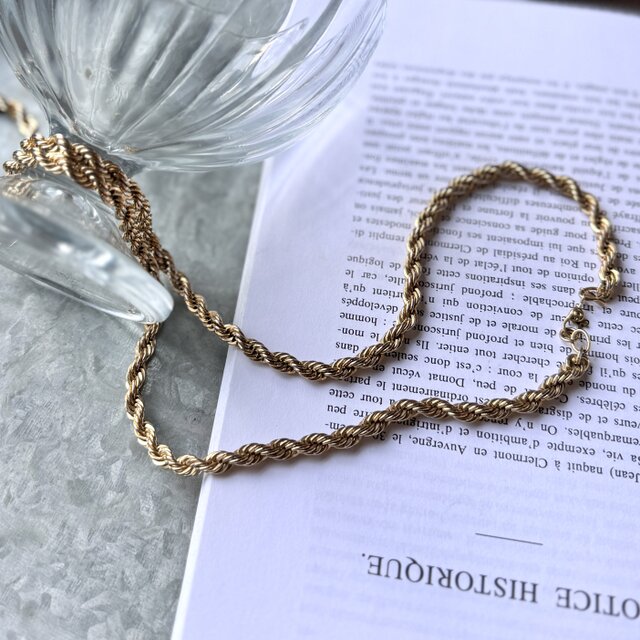 NM58-【 MONET 】モネ・ヴィンテージネックレス 1980s Gold Tone Screw Chain Opera