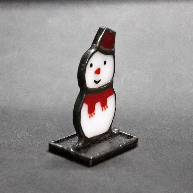 雪だるま(スノーマン）のミニオブジェ 置物 ステンドグラス | iichi