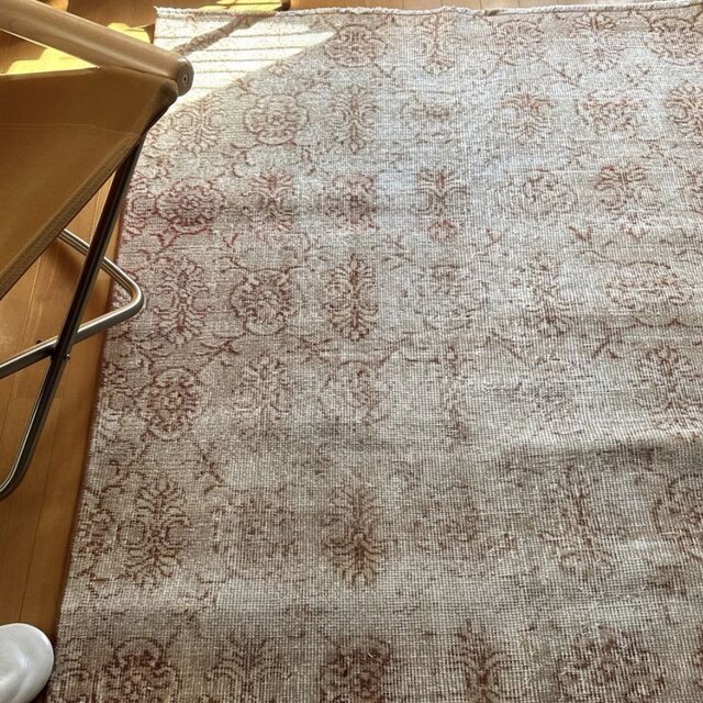 112×197淡いブラウン×ミルクティー ボタニカル紋章 トルコヴィンテージ