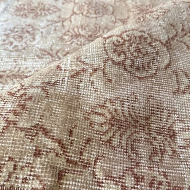 112×197淡いブラウン×ミルクティー ボタニカル紋章 トルコヴィンテージ