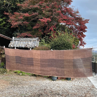 熟成柿渋染め三重織ロングストールK25090