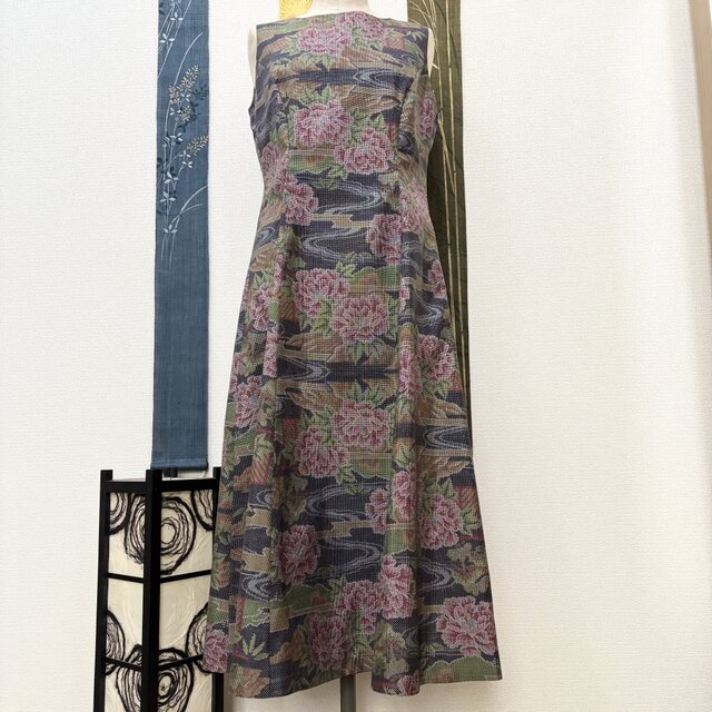 大島紬プリンセスラインワンピース　待宵