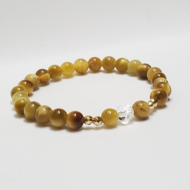 天然石＊ブレスレット＊ゴールデンタイガーアイ&ヘマタイト(ゴールド