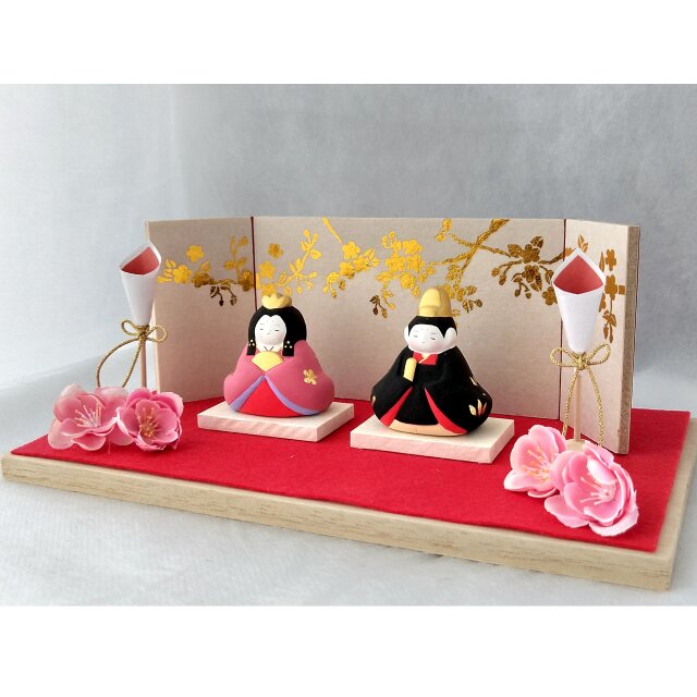 お雛様】 おひなさま 百花 親王飾りセット 「桃の花 屏風」 | iichi