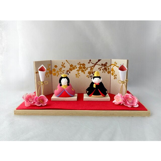 お雛様】 おひなさま 百花 親王飾りセット 「桃の花 屏風」 | iichi