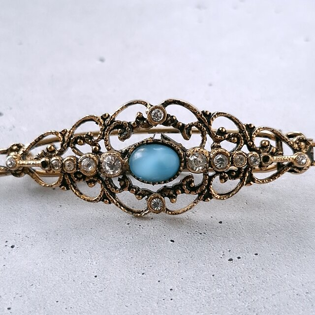 light blue moonglow clear rhinestone victorian ヴィンテージ