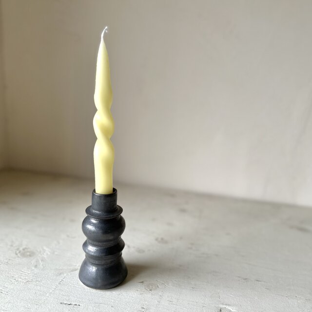 マンガン釉　キャンドルスタンド(細)