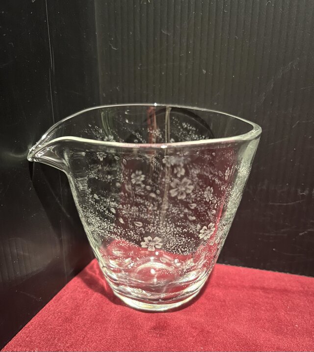 花吹雪の片口〜手彫りガラス〜