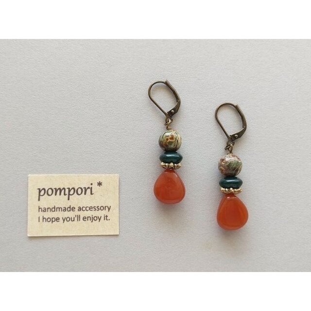 アフリカンジャスパーとチェコガラスのピアス