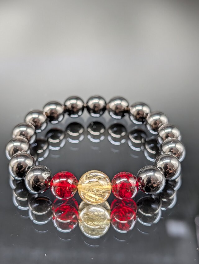 最強金運・守護・健康】ゴールドルチルクォーツ・レッドアンバー