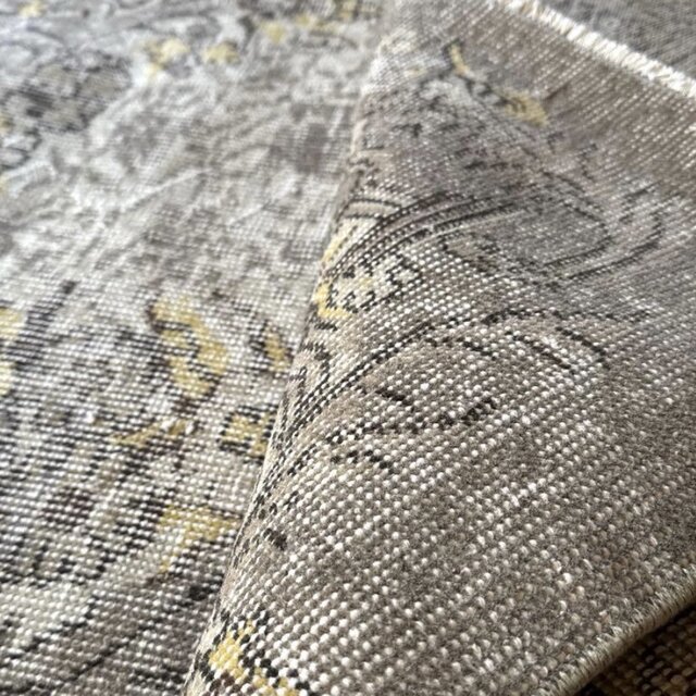 超大判レア166×277グレージュ×イエロー メダリオン トルコヴィンテージ