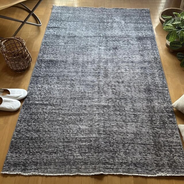 111×182 グレイワンカラーラグ 擦れシャビーシック トルコヴィンテージ