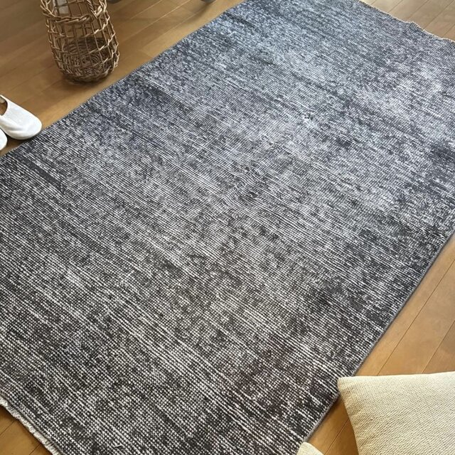 111×182 グレイワンカラーラグ 擦れシャビーシック トルコヴィンテージ