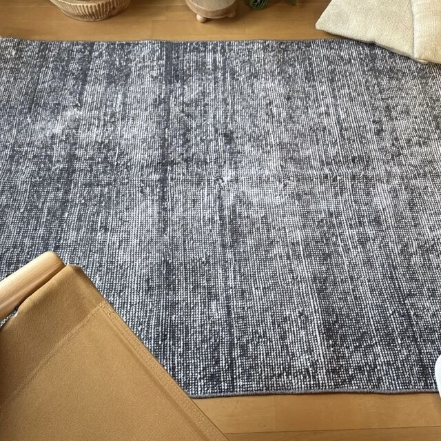 111×182 グレイワンカラーラグ 擦れシャビーシック トルコヴィンテージ