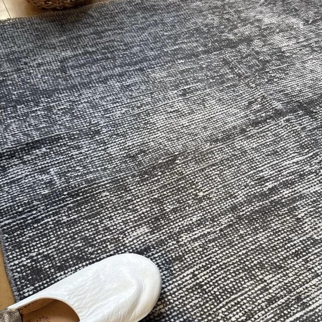 118×140 レアなサイズ　ミルクティー×ブルー　擦れトルコヴィンテージラグ 118×140 レアなサイズ ミルクティー×ブルー 擦れトルコヴィンテージ