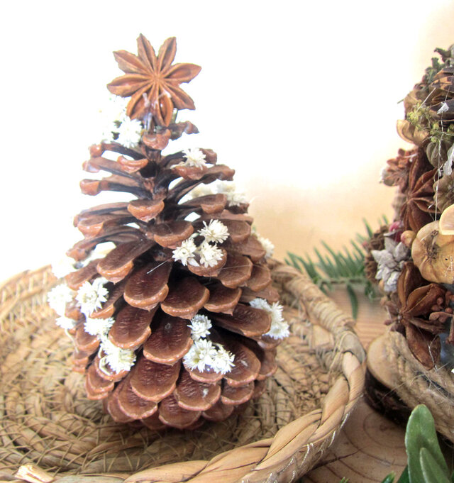 6点セット 松ぼっくりと木の実のクリスマスツリー アレンジ自由 イエス