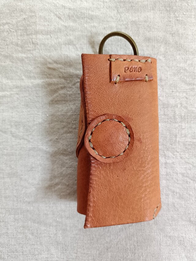 コロンとしたキーケース　キャメル②　オイルヌメ（シュリンク）