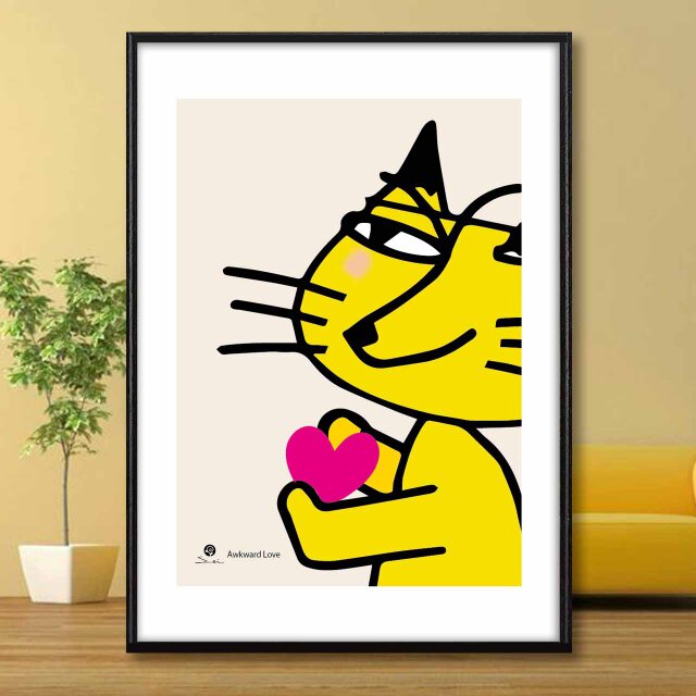 不器用な恋　猫　送料無料　個性見つかるseiのサイト　イラスト　アート　ポスター　アートポスター　3396
