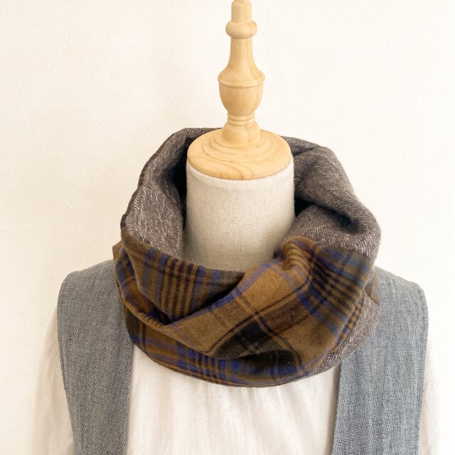 ＊リネンウールのスヌード＊起毛タータンチェックのコピー