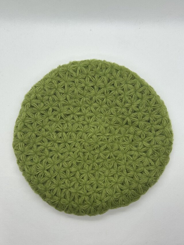 ベレー帽　お花模様　✨グリーンモヘア