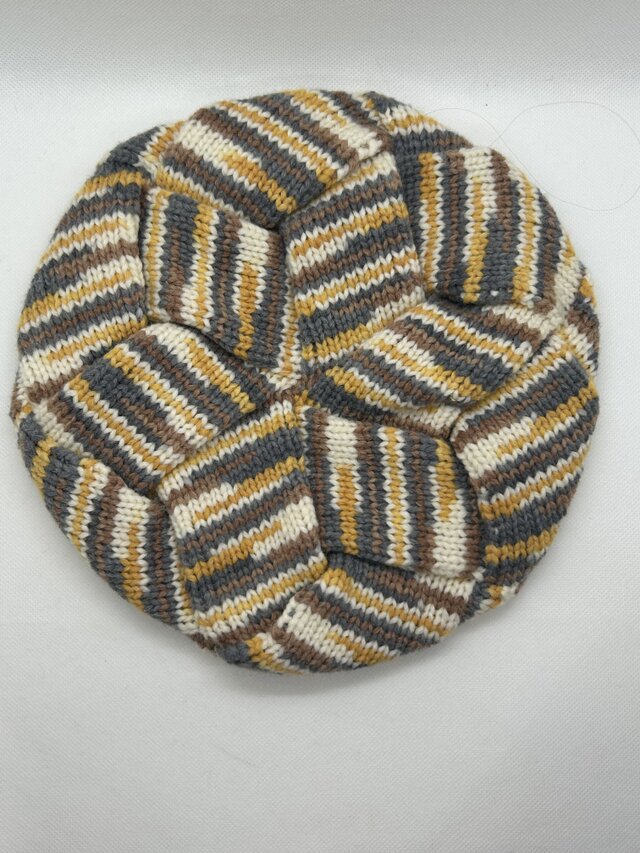 バスケット編みのベレー帽②　段染め