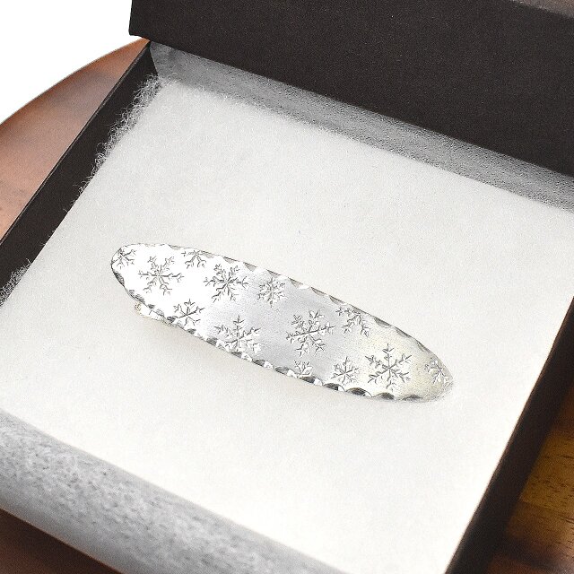 雪の結晶 楕円形 シルバーネクタイピン ストール、スカーフ留めにも /一点物