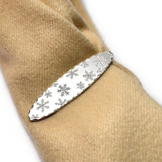 雪の結晶 楕円形 シルバーネクタイピン ストール、スカーフ留めにも