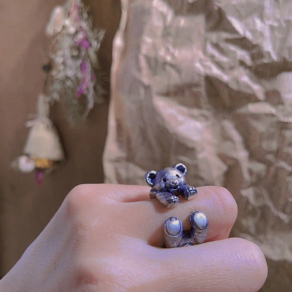 いつでもいっしょ!テディベア•リング【スターリングシルバー製/動物