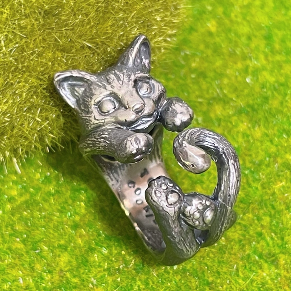 2/22猫の日】いつでもいっしょ!ネコ•リング【スターリングシルバー製