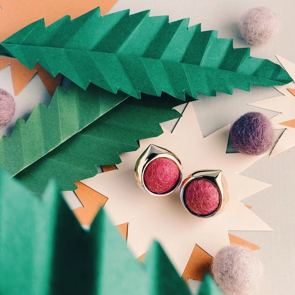 【２WAY使用】くりんくりん!栗ング【スターリングシルバー製/K18仕上げ/ぽってりシルエット】