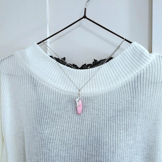 シルバーアクセサリーデザイン イルカネックレス・ピアスセット ピーチ