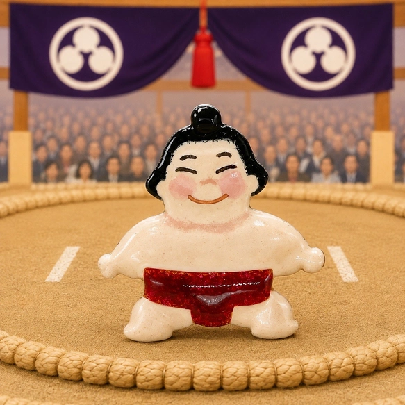 まわしの色が選べる】にっこり!愛されお相撲さん•七宝焼き帯留め