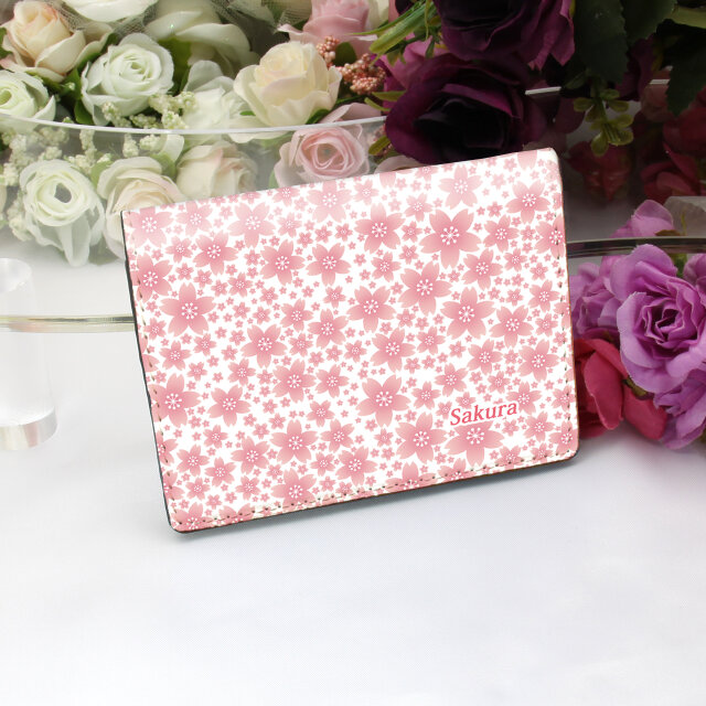 定期入れ/パス入れ/名刺入れ  カードケース 【さくら柄】（名入れ可）