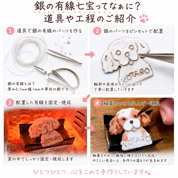 うちの子オーダー】犬さん猫さん•七宝焼き根付け（長めのプレート付き