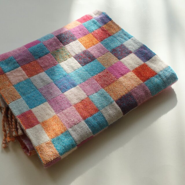 手織りカシミアマフラー・・恋するうさぎ