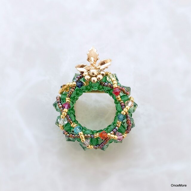 クリスマスリースの帯留め（dec-4）