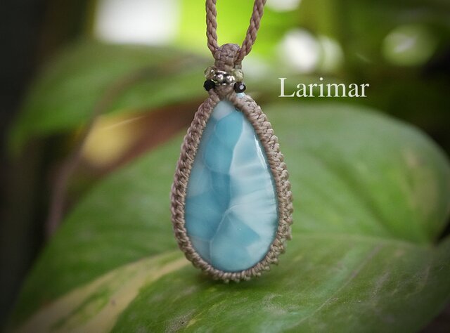 海の波の涙☆高品質☆Larimar マクラメネックレス1893 | iichi 日々の