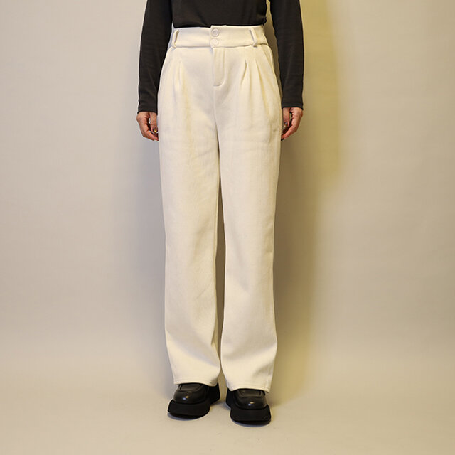 【2025冬新作数量限定】サイズ選べる♪暖かい♪冬支度♪裏起毛コーデュロイタックワイドパンツ25052WH