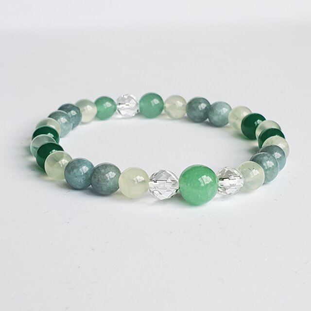 天然石＊ブレスレット＊アベンチュリン×翡翠×プレナイト＊スリム