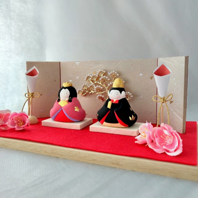 【お雛様】 おひなさま　百花　親王飾りセット　「松の木　屏風」