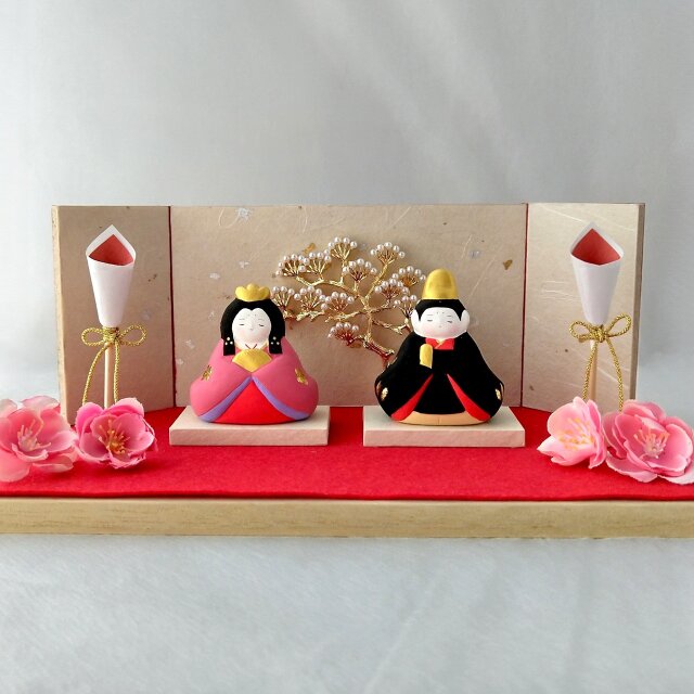 お雛様】 おひなさま 百花 親王飾りセット 「松の木 屏風」 | iichi