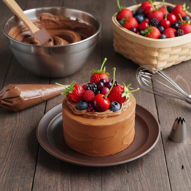 実物大 リアルサイズの真っ赤な苺チョコレートデコレーションケーキ 
