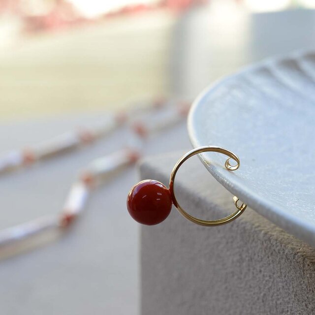 K18 赤珊瑚のイヤーカフ