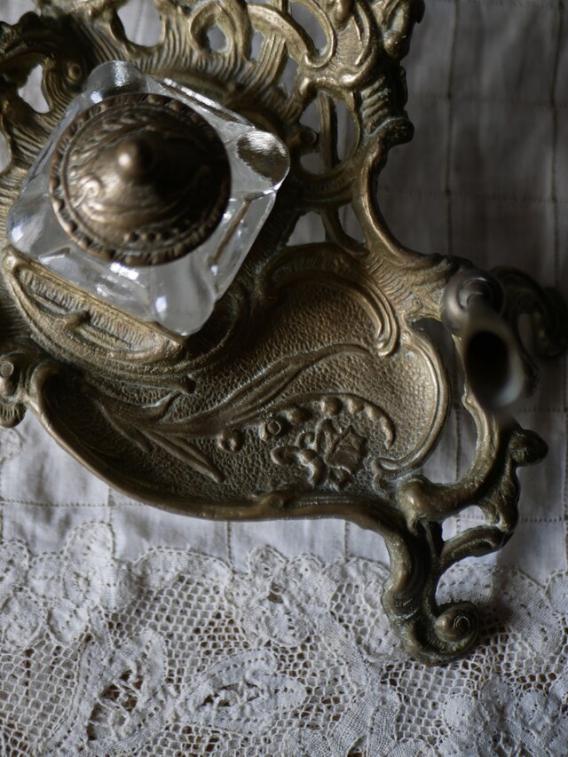 アールヌーヴォー　アンクリエ　インクスタンド　アンティークのある暮らし　フランスアンティーク