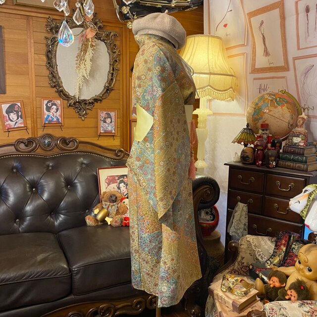 着物リメイク ワンピース｜洗える化繊素材＆名古屋帯サッシュベルト